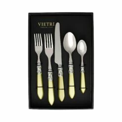 Wholesale 😉 VIETRI Aladdin Brilliant Chartreuse Five-Piece Place Setting – Set of 4 🔔