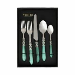 Outlet 🧨 VIETRI Aladdin Antique Green Five-Piece Place Setting – Set of 4 🎉