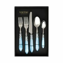 Promo ✔️ VIETRI Aladdin Brilliant Light Blue Five-Piece Place Setting – Set of 4 💯