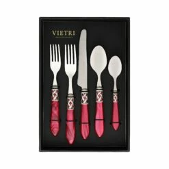 Brand new 🎉 VIETRI Aladdin Antique Raspberry Five-Piece Place Setting – Set of 4 ❤️