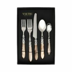 Best deal 🎉 VIETRI Aladdin Brilliant Taupe Five-Piece Place Setting – Set of 4 💯