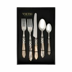 Budget 🌟 VIETRI Aladdin Antique Taupe Five-Piece Place Setting – Set of 4 ⭐