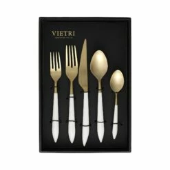Hot Sale ⌛ VIETRI Ares Oro & White Five-Piece Place Setting – Set of 4 🌟
