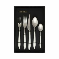 Best Sale 🔔 VIETRI Ares Argento & White Five-Piece Place Setting – Set of 4 ❤️