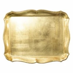 Hot Sale 🛒 VIETRI Florentine Wooden Accessories Gold Rectangular Tray 💯