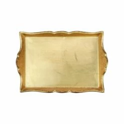 Best Sale 🔔 VIETRI Florentine Wooden Accessories Gold Handled Small Rectangular Tray 😍
