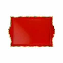 Cheapest π VIETRI Florentine Wooden Accessories Red & Gold Handled Small Rectangular Tray π€©