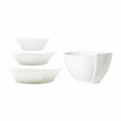 New π VIETRI Lastra White 4-Piece Serving Bowls Set β¨