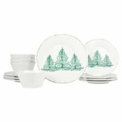 Budget 🌟 VIETRI Melamine Lastra Holiday Twelve-Piece Place Setting 🤩
