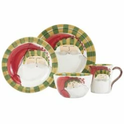 Best Sale ✔️ VIETRI Old St. Nick Striped Hat Four-Piece Place Setting 💯