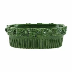 Best Pirce 𧨠VIETRI Rustic Garden Green Acanthus Leaf Oval Planter π―