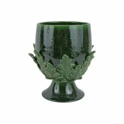 Brand new 🤩 VIETRI Rustic Garden Green Acanthus Leaf Medium Footed Cachepot 🌟