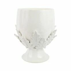 Cheapest ⭐ VIETRI Rustic Garden White Acanthus Leaf Large Footed Cachepot 🥰