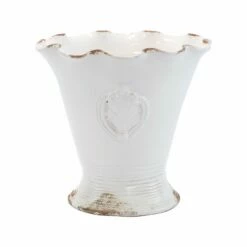 Promo ⌛ VIETRI Rustic Garden White Medium Scallop Planter with Emblem 🌟