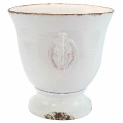 Promo ⭐ VIETRI Rustic Garden White Large Footed Planter with Emblem ✨