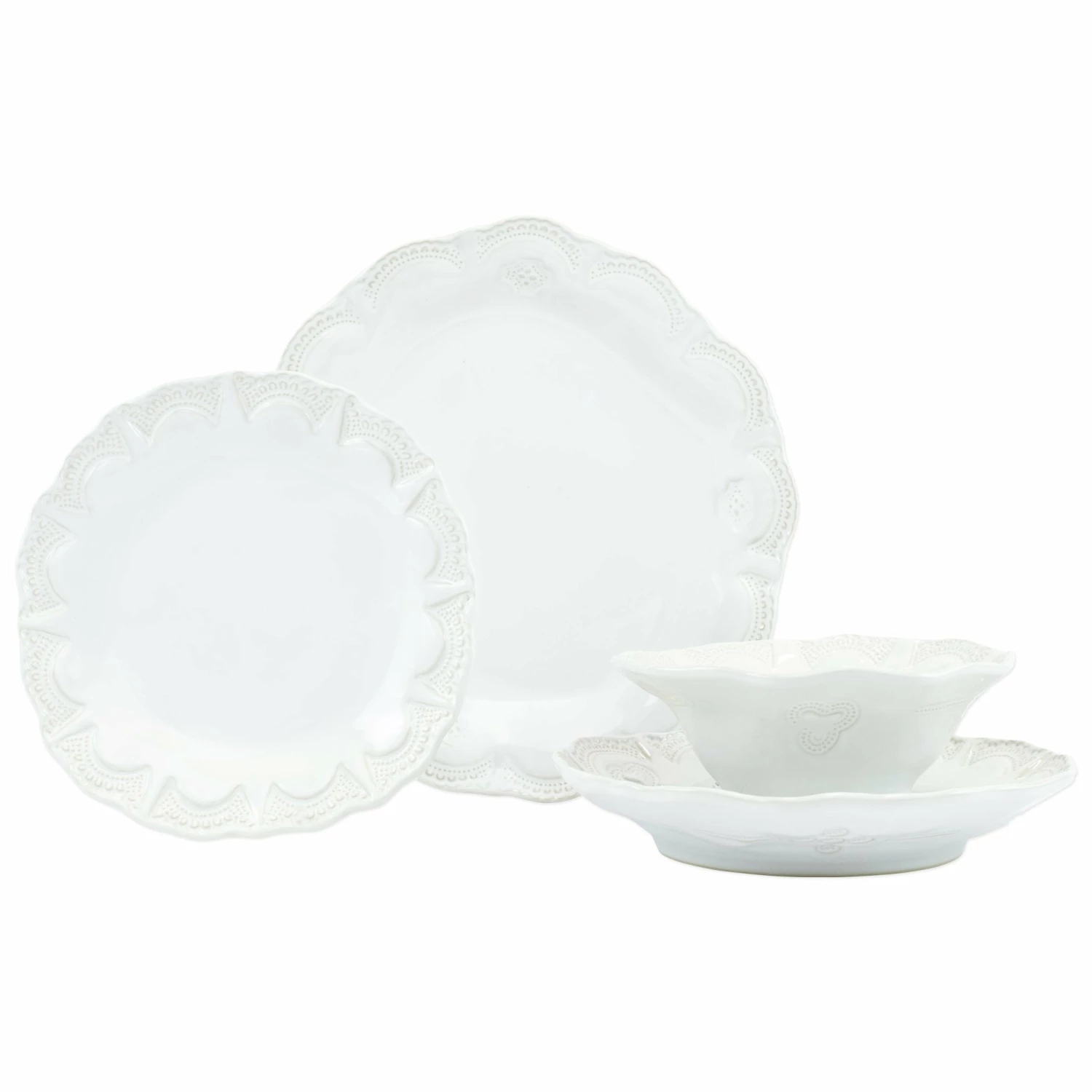 Brand new β VIETRI Incanto Stone White Lace Four-Piece Place Setting β